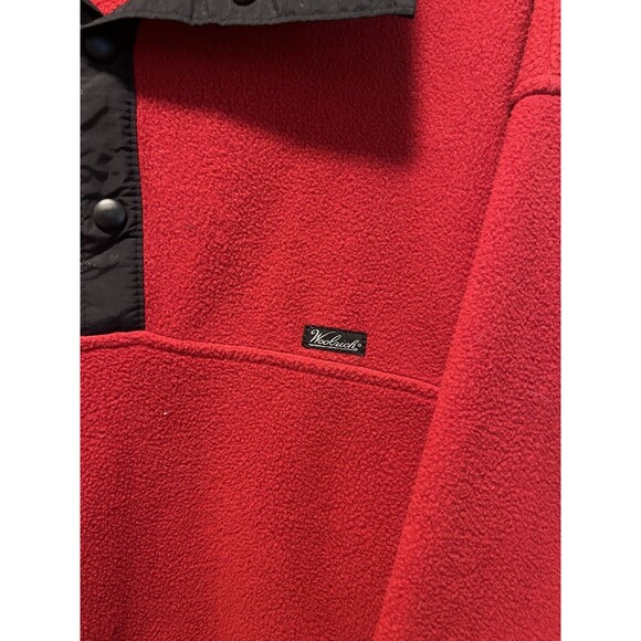 VTG Woolrich Polartec Pullover Mens 3XLTALL Fleece 1/4 Snap Red Black JACKET - Picture 4 of 12